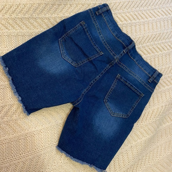 Stretchy Ripped Jean Shorts - Picture 2 of 2